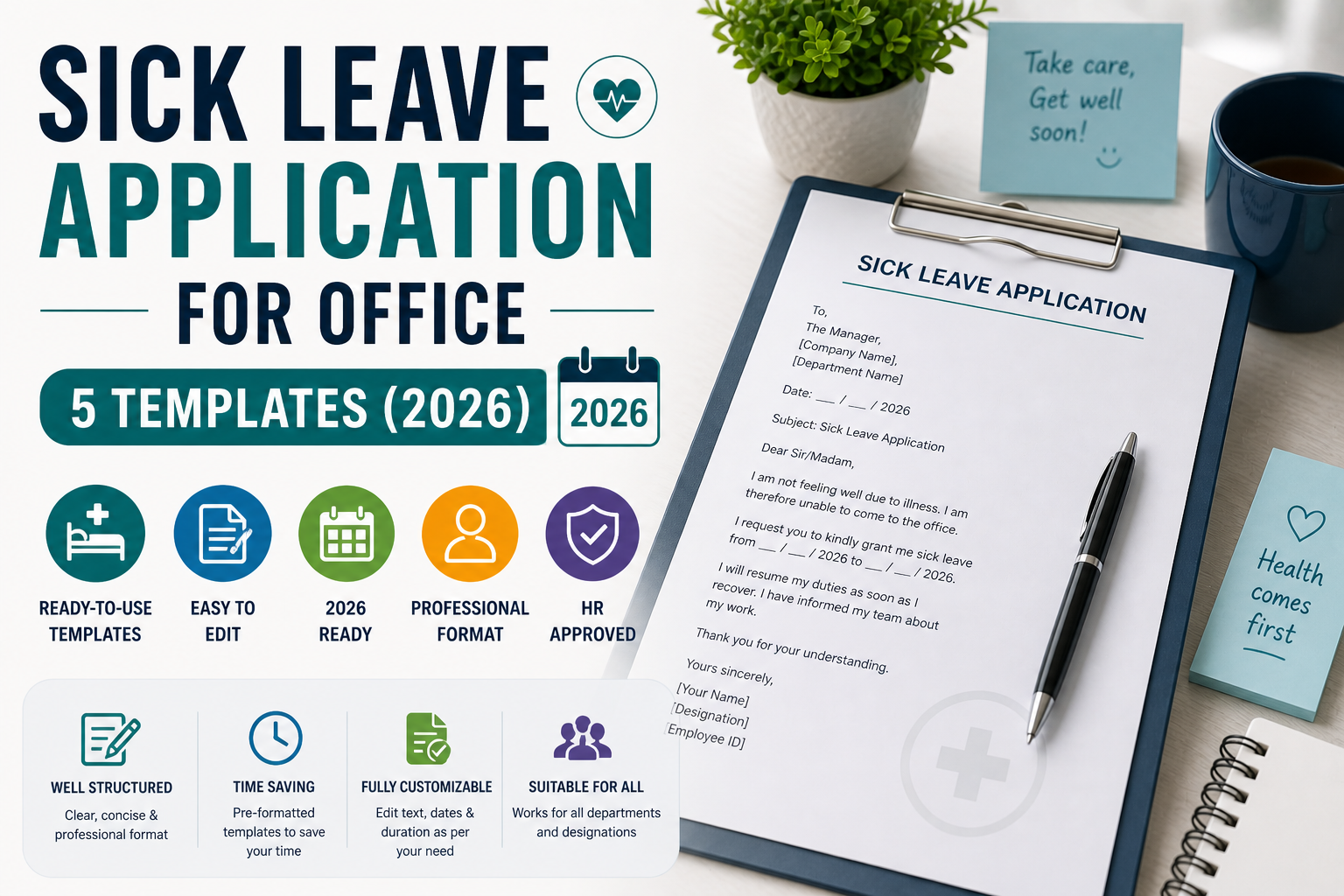Sick Leave Application Letter for Office — 5 Templates