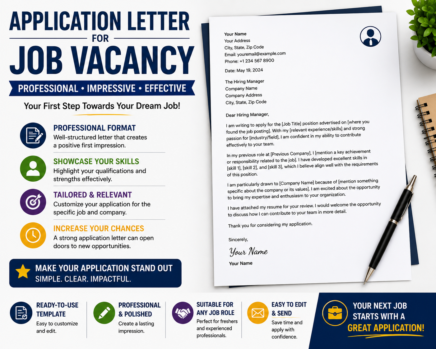 Application letter for a job vacancy — professional job application letter templates