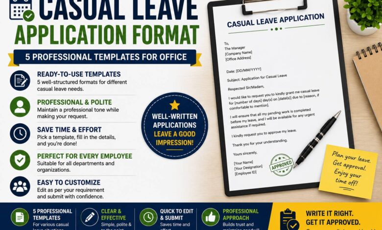 Casual leave application format — ready-to-use office leave application templates